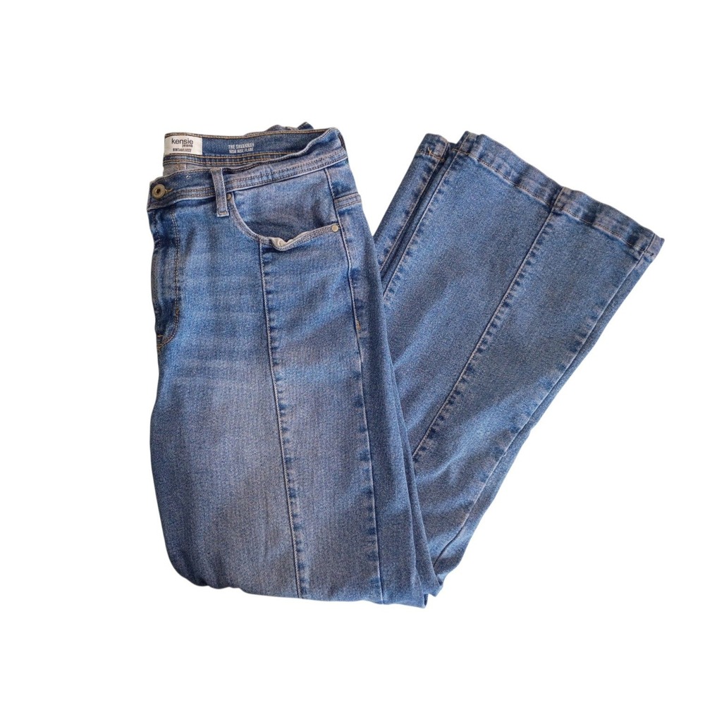 Vintage 70s Kensie Jeans Savannah High Rise Flare Blue Medium Wash Denim Size 14